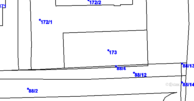 Parcela st. 173 v KÚ Komárov, Katastrální mapa