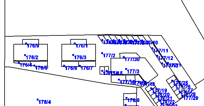 Parcela st. 177/2 v KÚ Komárov, Katastrální mapa