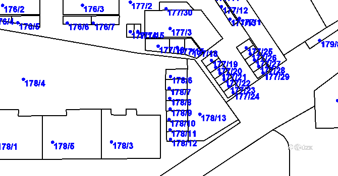 Parcela st. 178/7 v KÚ Komárov, Katastrální mapa