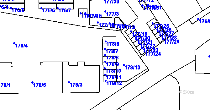 Parcela st. 178/8 v KÚ Komárov, Katastrální mapa