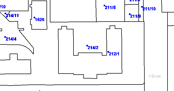 Parcela st. 214/2 v KÚ Komárov, Katastrální mapa