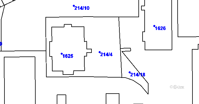 Parcela st. 214/4 v KÚ Komárov, Katastrální mapa