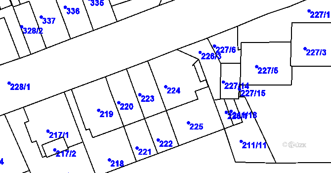 Parcela st. 224 v KÚ Komárov, Katastrální mapa