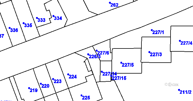 Parcela st. 227/6 v KÚ Komárov, Katastrální mapa