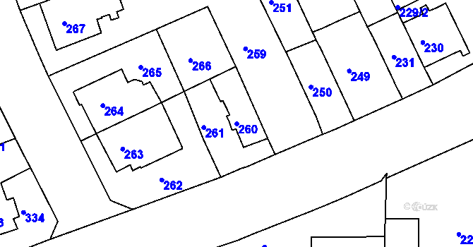 Parcela st. 260 v KÚ Komárov, Katastrální mapa