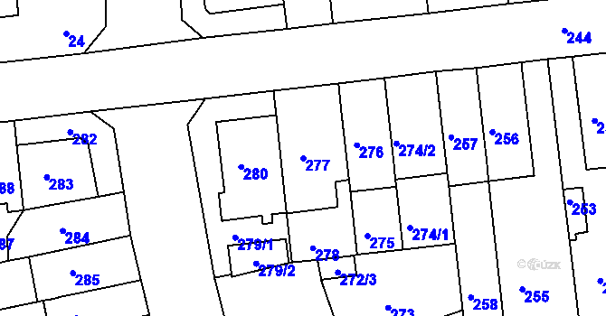 Parcela st. 277 v KÚ Komárov, Katastrální mapa