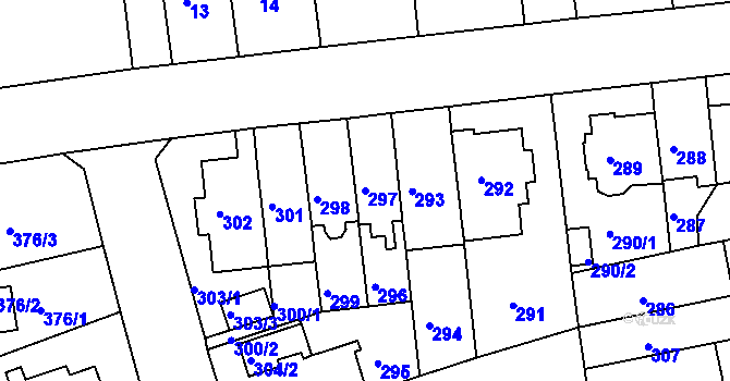 Parcela st. 297 v KÚ Komárov, Katastrální mapa