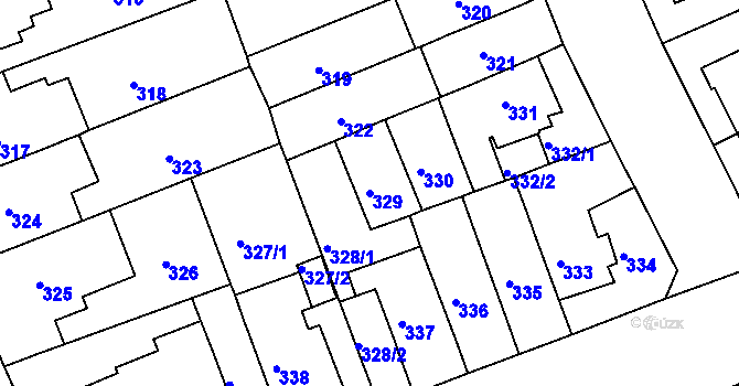 Parcela st. 329 v KÚ Komárov, Katastrální mapa