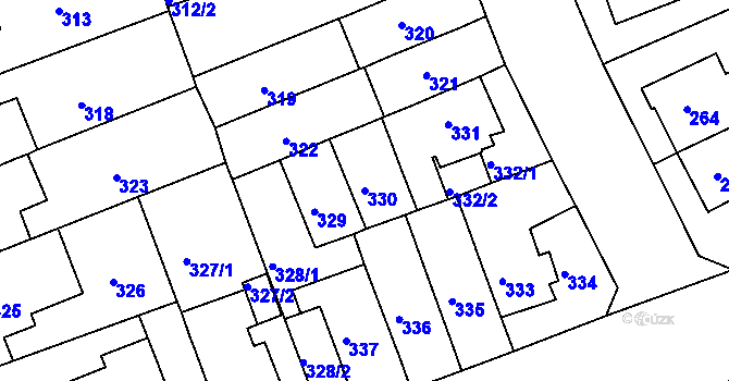 Parcela st. 330 v KÚ Komárov, Katastrální mapa