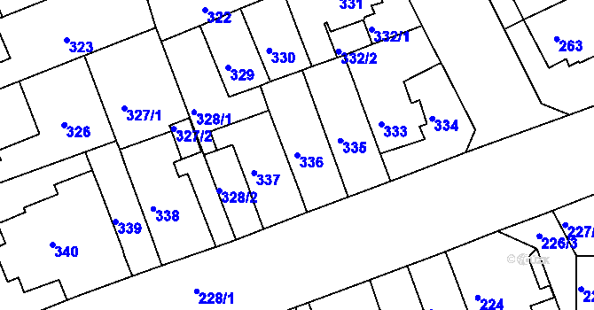 Parcela st. 336 v KÚ Komárov, Katastrální mapa