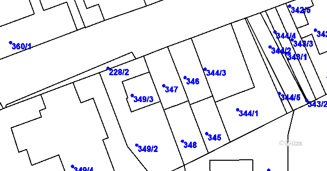 Parcela st. 347 v KÚ Komárov, Katastrální mapa