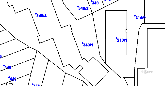 Parcela st. 349/1 v KÚ Komárov, Katastrální mapa