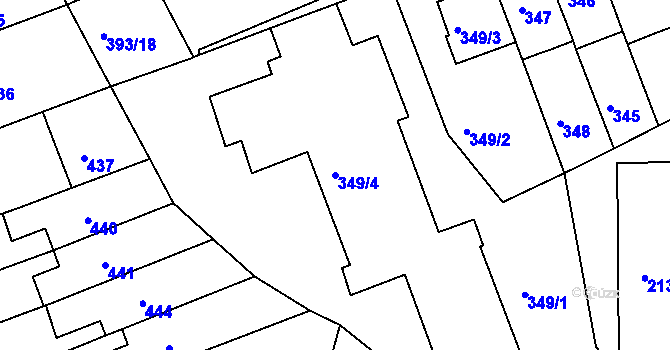Parcela st. 349/4 v KÚ Komárov, Katastrální mapa