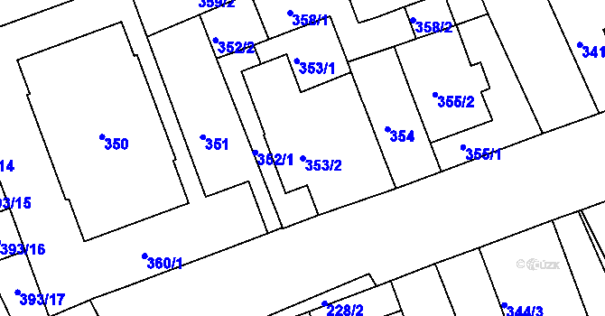 Parcela st. 353/2 v KÚ Komárov, Katastrální mapa