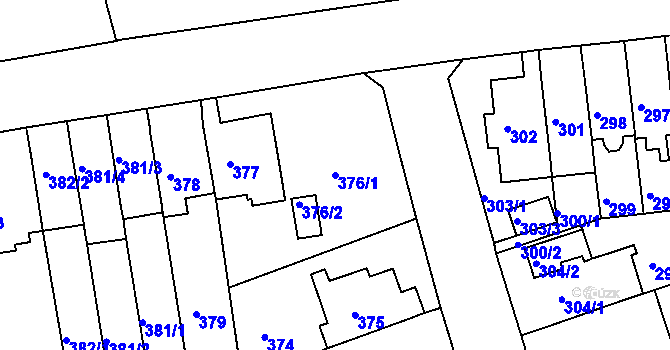 Parcela st. 376/1 v KÚ Komárov, Katastrální mapa