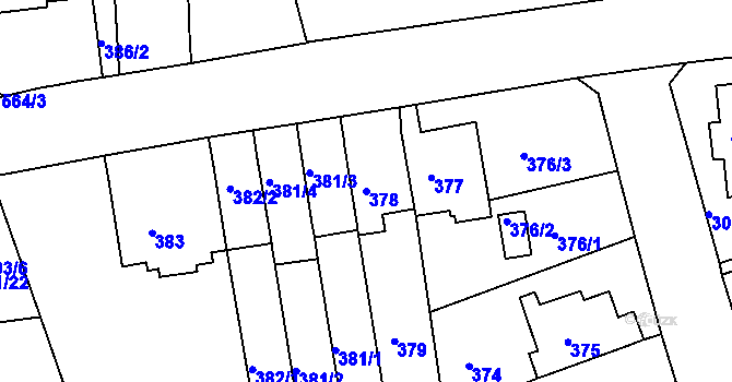 Parcela st. 378 v KÚ Komárov, Katastrální mapa