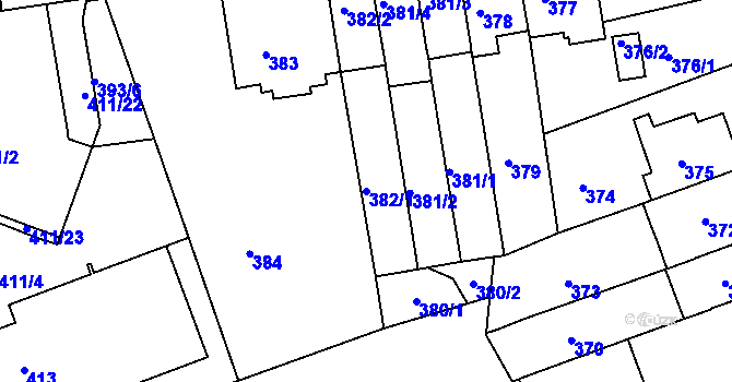 Parcela st. 382/1 v KÚ Komárov, Katastrální mapa