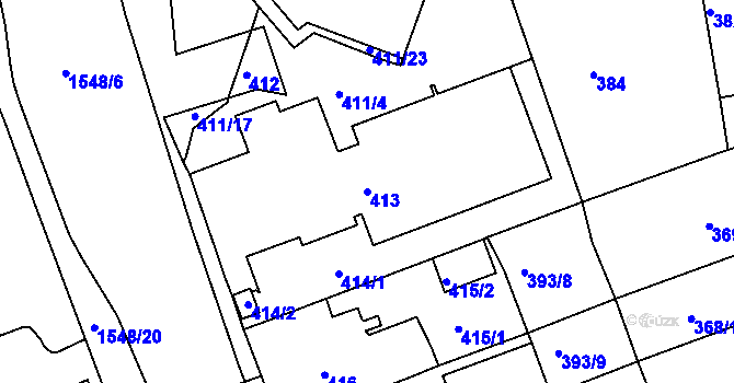 Parcela st. 413 v KÚ Komárov, Katastrální mapa