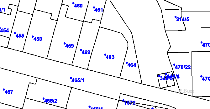 Parcela st. 463 v KÚ Komárov, Katastrální mapa