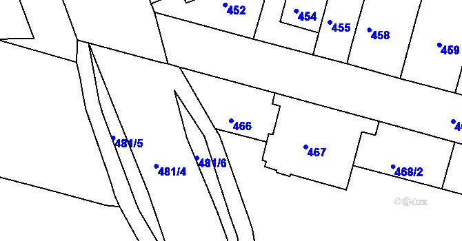 Parcela st. 466 v KÚ Komárov, Katastrální mapa