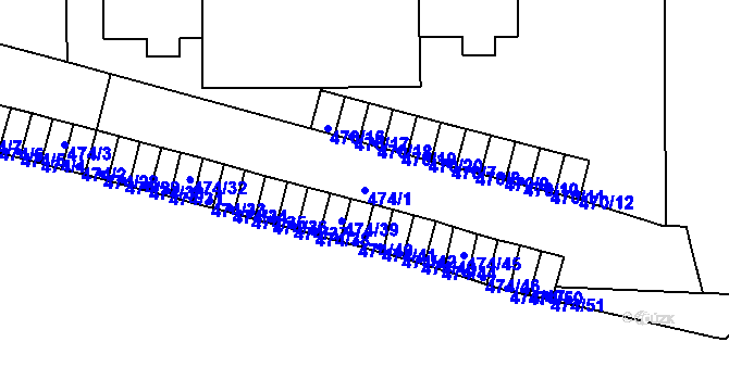 Parcela st. 474/1 v KÚ Komárov, Katastrální mapa