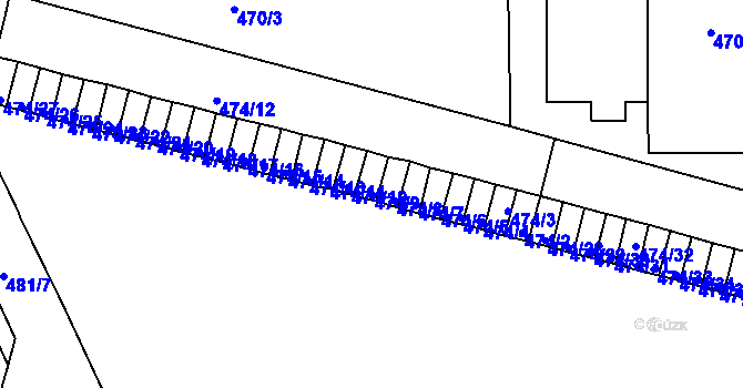 Parcela st. 474/9 v KÚ Komárov, Katastrální mapa