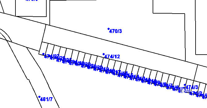 Parcela st. 474/12 v KÚ Komárov, Katastrální mapa