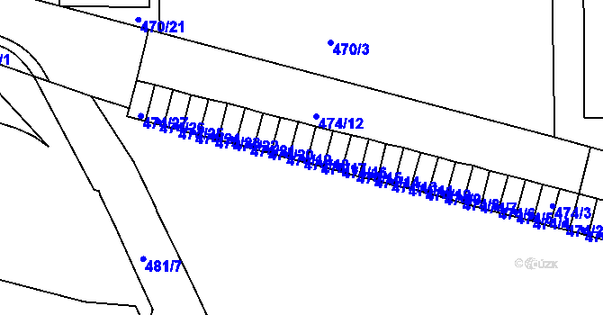 Parcela st. 474/18 v KÚ Komárov, Katastrální mapa