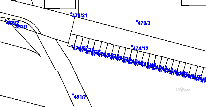 Parcela st. 474/22 v KÚ Komárov, Katastrální mapa