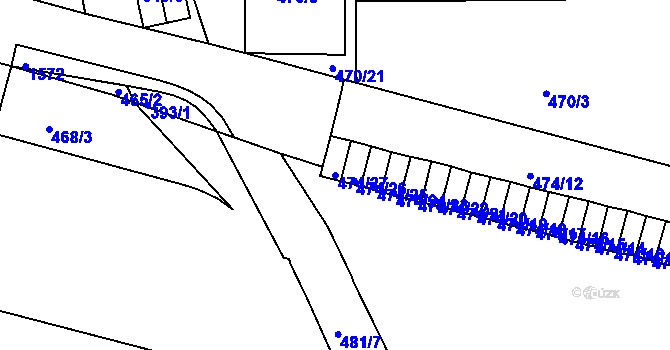 Parcela st. 474/27 v KÚ Komárov, Katastrální mapa