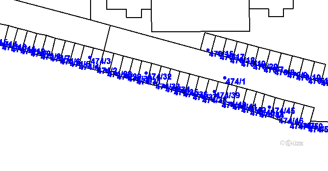 Parcela st. 474/34 v KÚ Komárov, Katastrální mapa