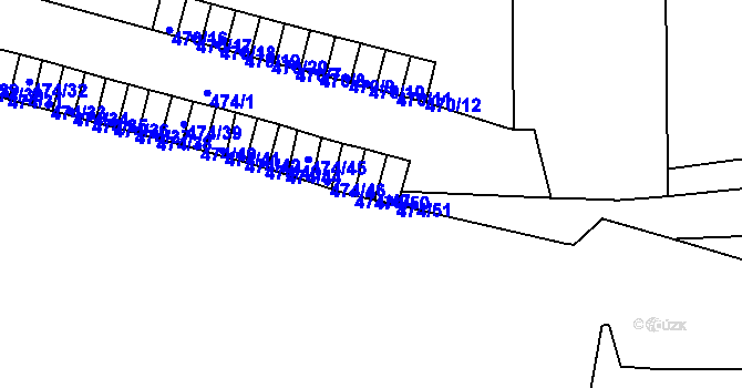 Parcela st. 474/50 v KÚ Komárov, Katastrální mapa