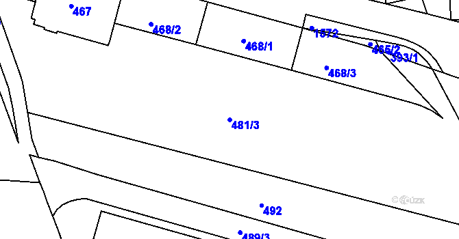 Parcela st. 481/3 v KÚ Komárov, Katastrální mapa