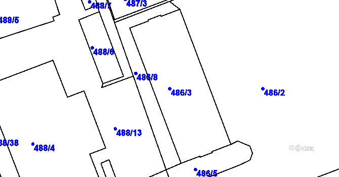Parcela st. 486/3 v KÚ Komárov, Katastrální mapa