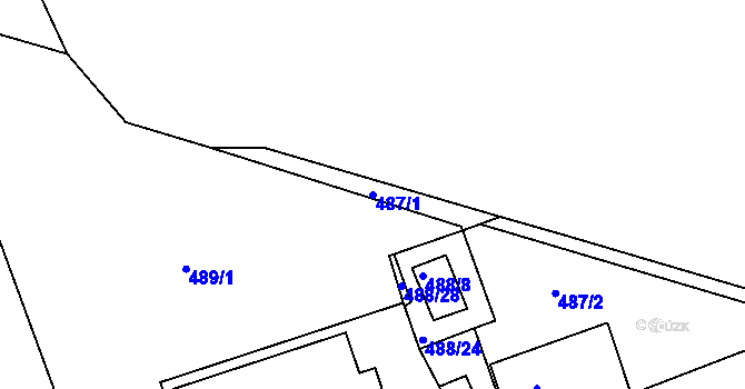 Parcela st. 487/1 v KÚ Komárov, Katastrální mapa