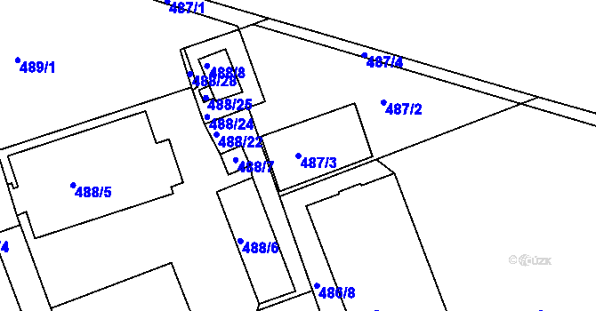 Parcela st. 487/3 v KÚ Komárov, Katastrální mapa