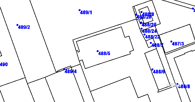 Parcela st. 488/5 v KÚ Komárov, Katastrální mapa
