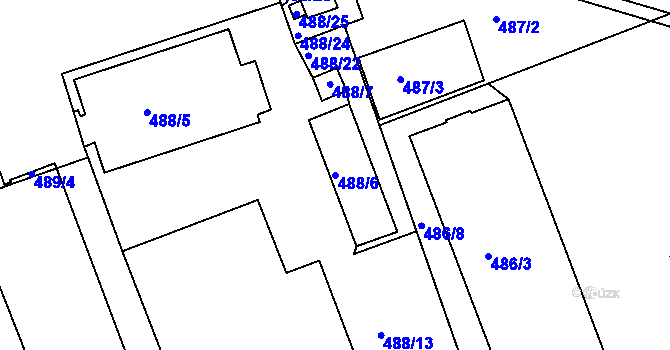 Parcela st. 488/6 v KÚ Komárov, Katastrální mapa