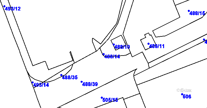 Parcela st. 488/14 v KÚ Komárov, Katastrální mapa