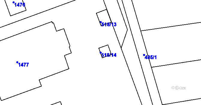 Parcela st. 518/14 v KÚ Komárov, Katastrální mapa