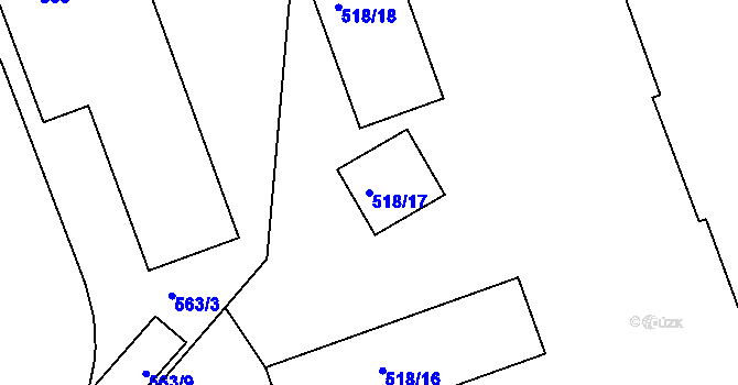 Parcela st. 518/17 v KÚ Komárov, Katastrální mapa