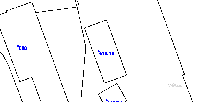 Parcela st. 518/18 v KÚ Komárov, Katastrální mapa