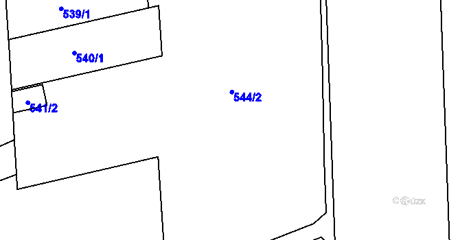 Parcela st. 542/2 v KÚ Komárov, Katastrální mapa