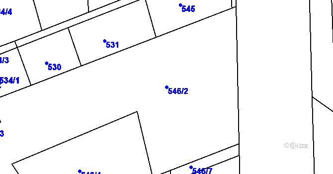 Parcela st. 546/2 v KÚ Komárov, Katastrální mapa