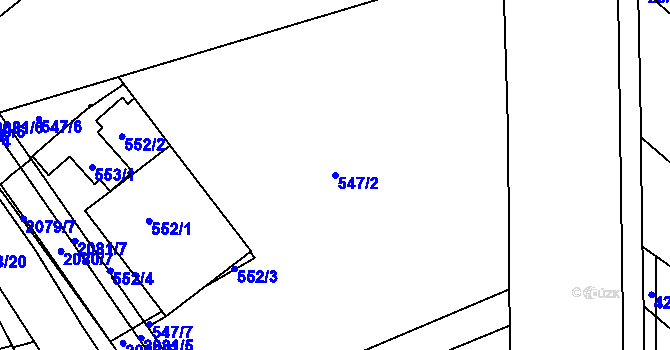 Parcela st. 547/2 v KÚ Komárov, Katastrální mapa