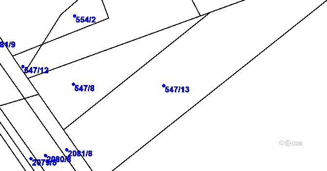 Parcela st. 547/13 v KÚ Komárov, Katastrální mapa