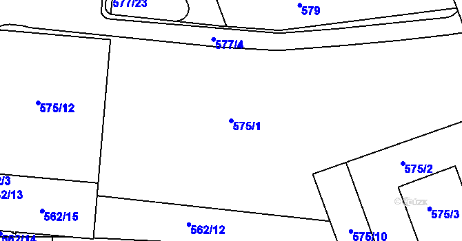 Parcela st. 575/1 v KÚ Komárov, Katastrální mapa