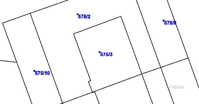 Parcela st. 575/3 v KÚ Komárov, Katastrální mapa
