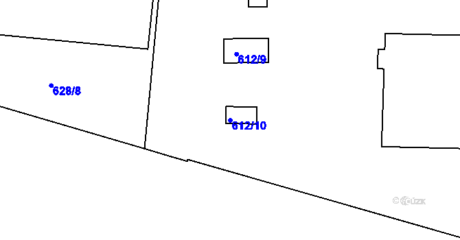 Parcela st. 612/10 v KÚ Komárov, Katastrální mapa