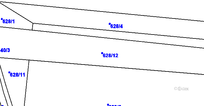 Parcela st. 628/12 v KÚ Komárov, Katastrální mapa
